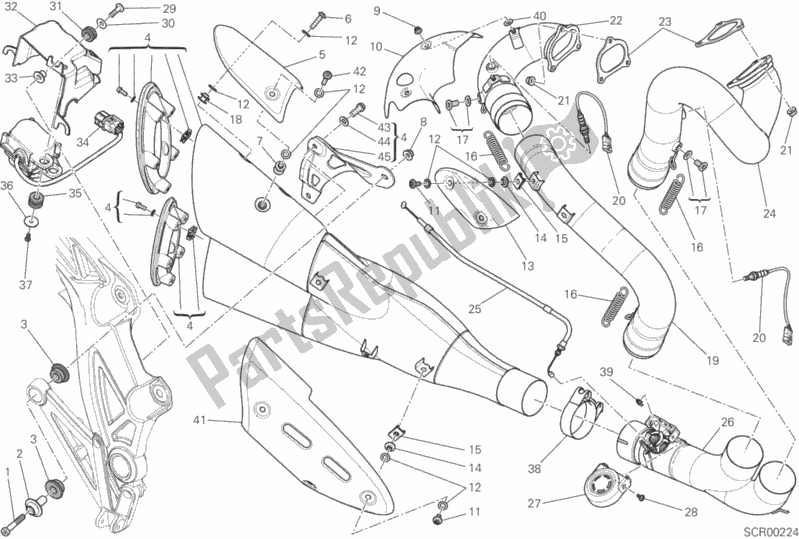 Toutes les pièces pour le Système D'échappement du Ducati Diavel Carbon FL USA 1200 2016